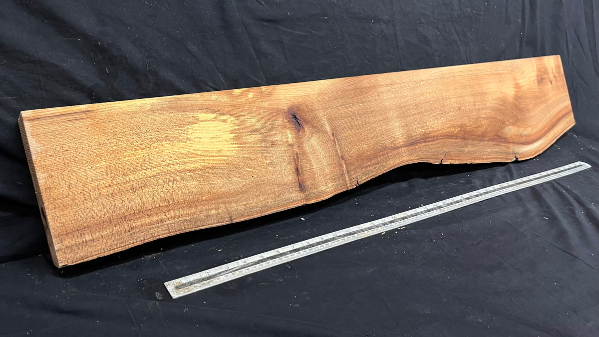 Elm mantle piece, natural edge 1230 L x 234 W x 55 D mm    (712)