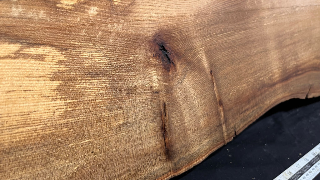 Elm mantle piece, natural edge 1230 L x 234 W x 55 D mm    (712)