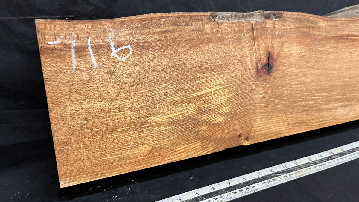 Elm mantle piece, natural edge 1101 L x 247 W x 68 D mm    (716)