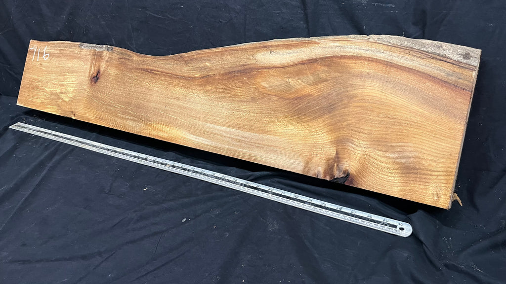 Elm mantle piece, natural edge 1101 L x 247 W x 68 D mm    (716)