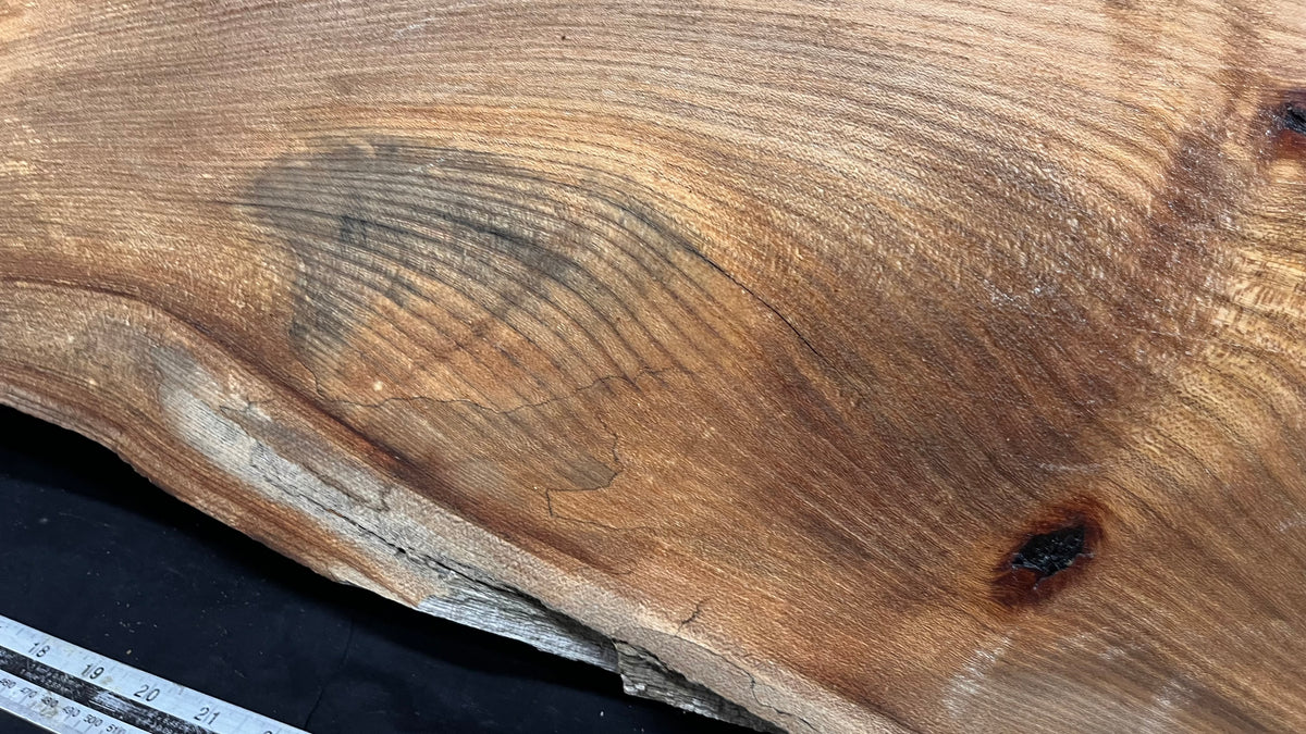 Elm mantle piece, natural edge 1101 L x 247 W x 68 D mm    (716)