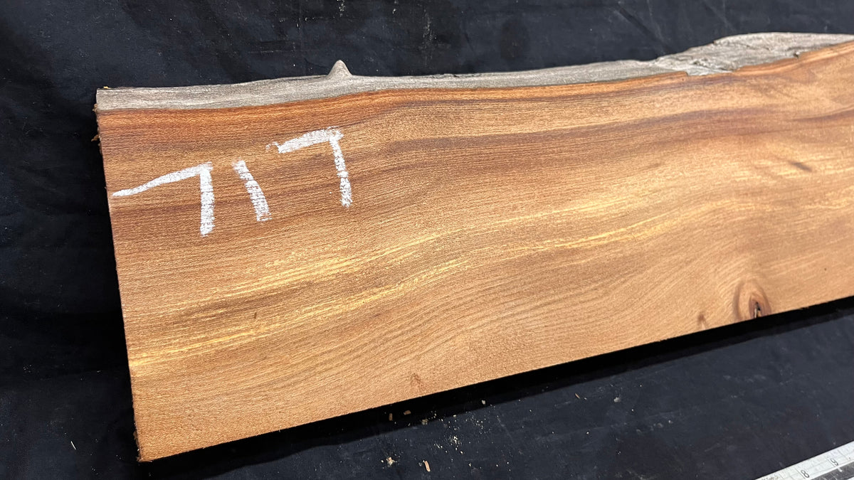 Elm mantle piece, natural edge 1228 L x 202 W x 58 D mm    (717)