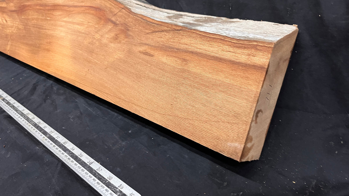 Elm mantle piece, natural edge 1228 L x 202 W x 58 D mm    (717)