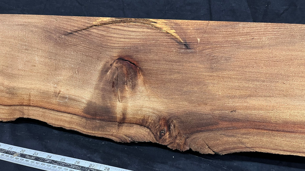 Elm mantle piece, natural edge 1228 L x 202 W x 58 D mm    (717)