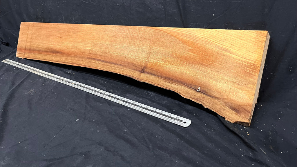 Elm mantle piece, natural edge 1142 L x 227 W x 57 D mm    (718)