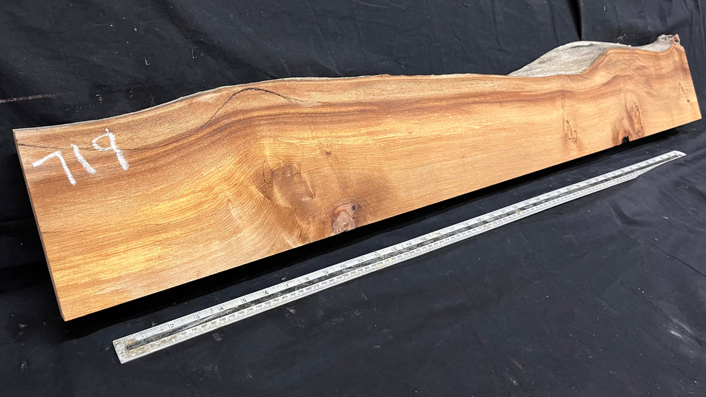 Elm mantle piece, natural edge 1195 L x 203 W x 60 D mm    (719)