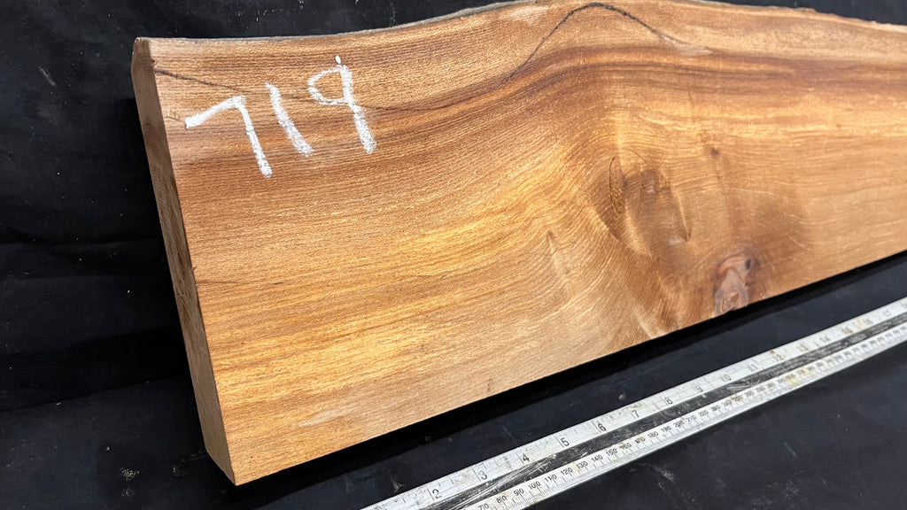 Elm mantle piece, natural edge 1195 L x 203 W x 60 D mm    (719)