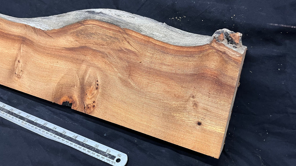 Elm mantle piece, natural edge 1195 L x 203 W x 60 D mm    (719)