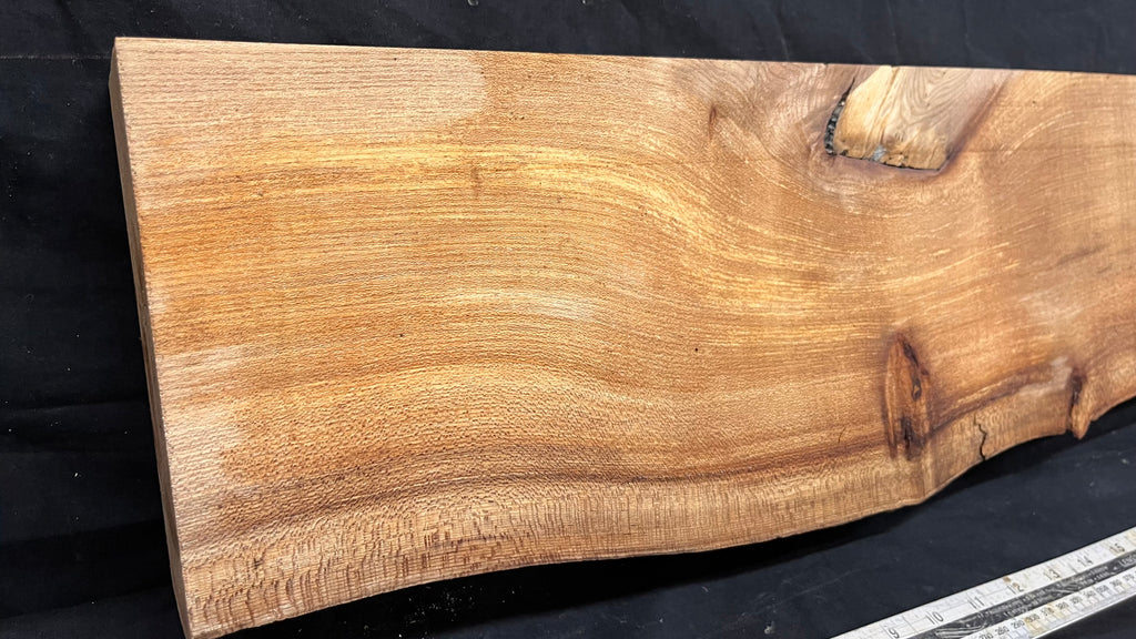 Elm mantle piece, natural edge 1195 L x 203 W x 60 D mm    (719)