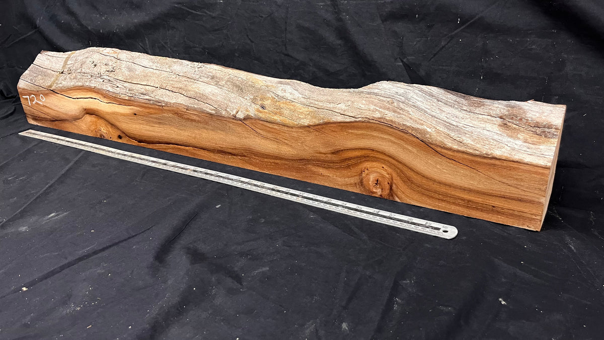 Elm mantle piece, natural edge 1190 L x 181 W x 90 D mm    (720)