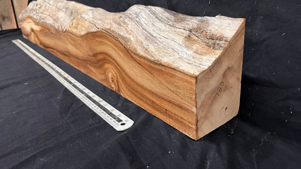 Elm mantle piece, natural edge 1190 L x 181 W x 90 D mm    (720)