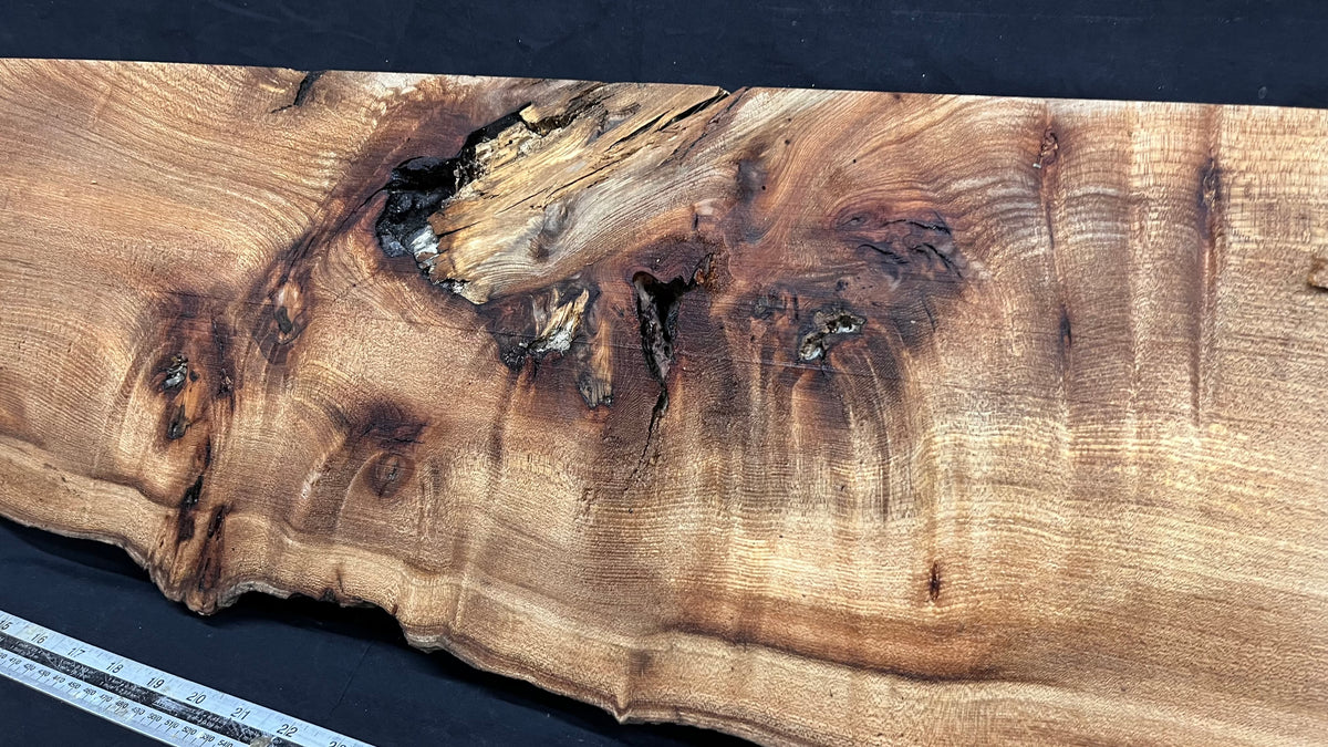 Elm mantle piece, natural edge 1311 L x 257 W x 60 D mm    (721)