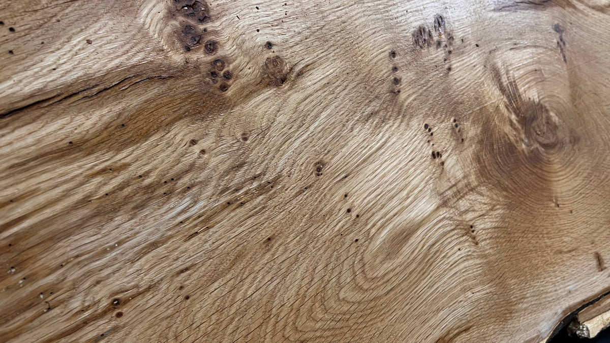 Rustic oak hardwood coffee table, bench 1730 L x 438 W x 44 D mm     (722)