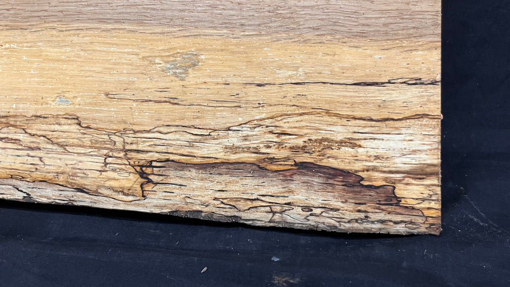Spalted turkey oak, hardwood shelf, mantle.  975 L x 260 W x 34 D mm    (736)