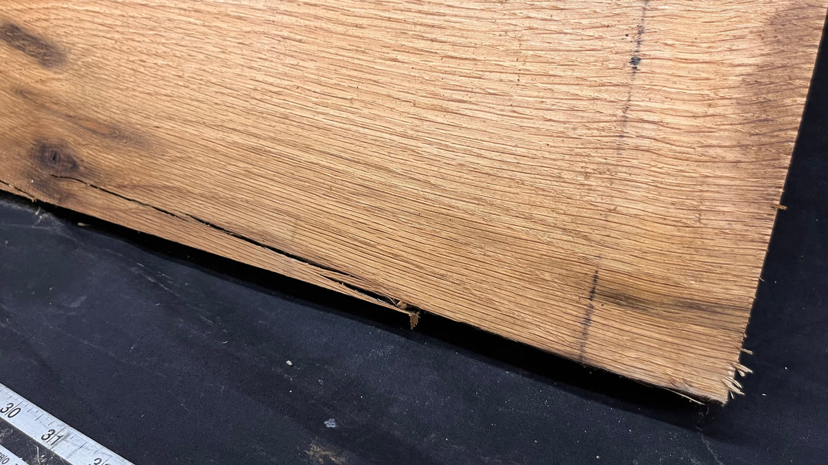 Spalted turkey oak, hardwood shelf, mantle.  1002 L x 308 W x 33 D mm    (737)