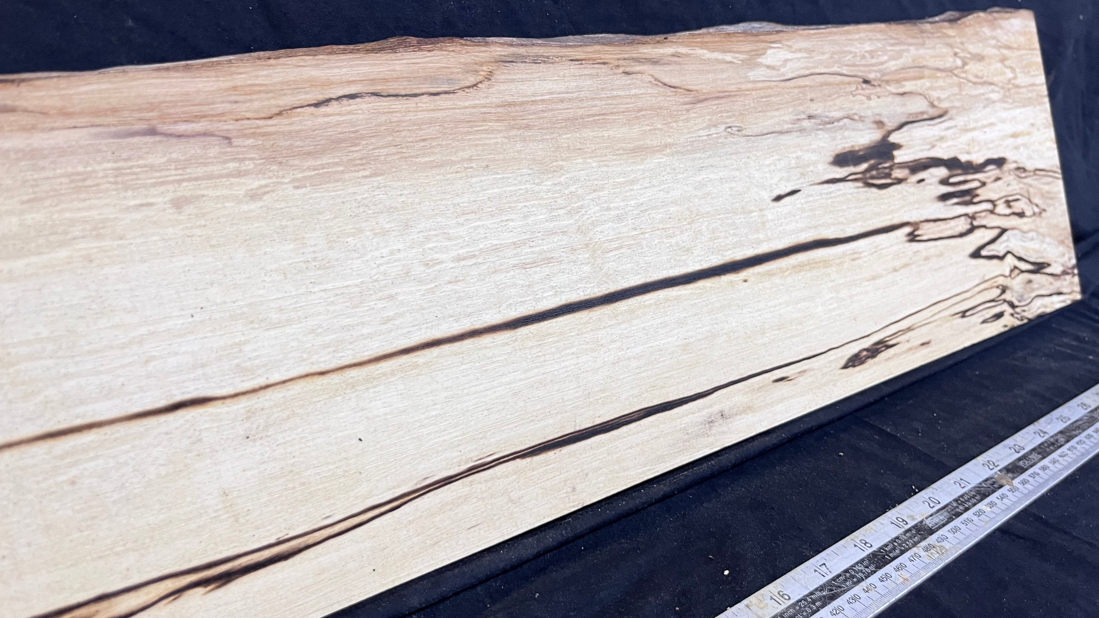 Spalted hornbeam furniture making plank 814 L x 200 W x 20 D mm  (564)