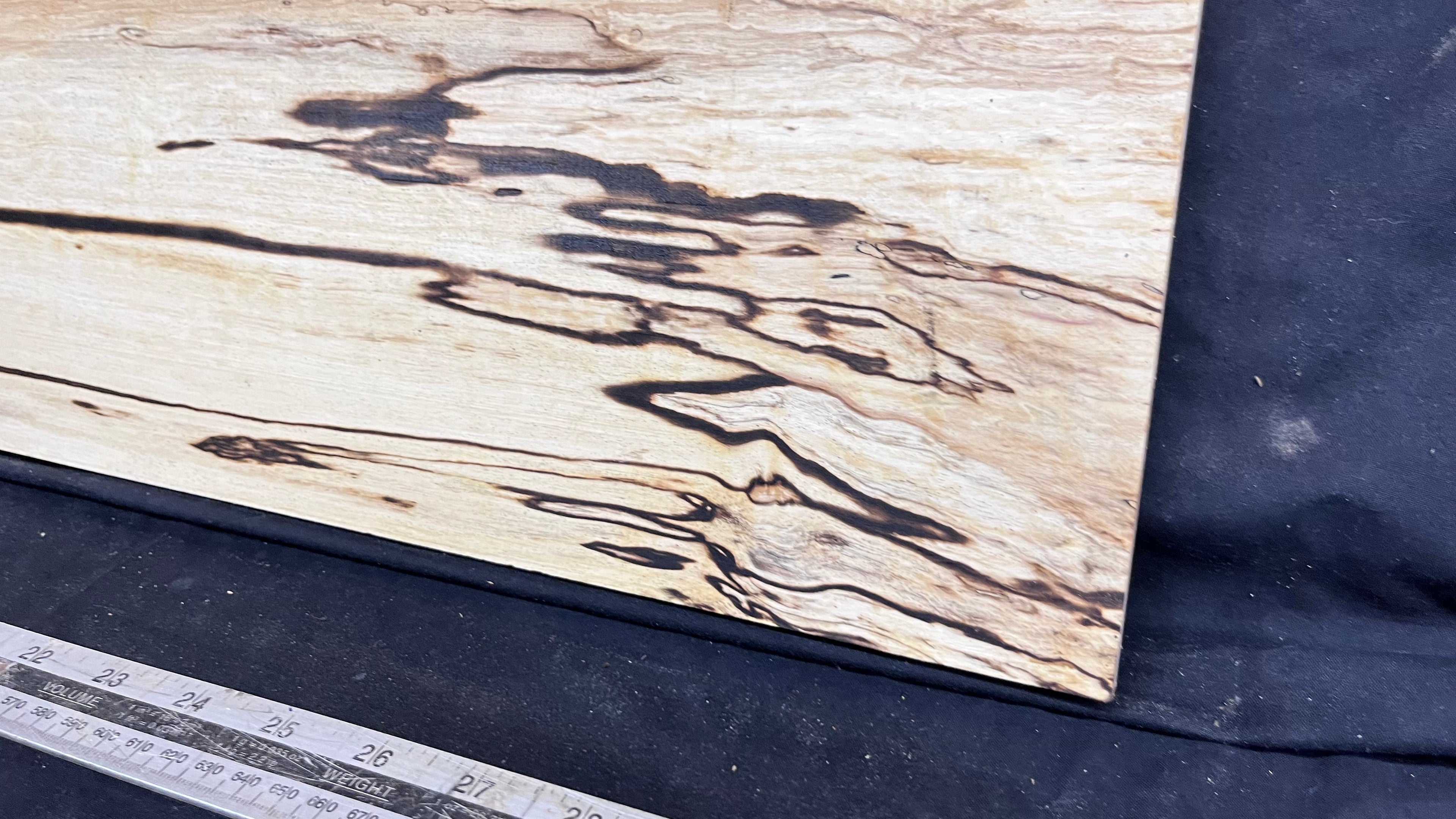 Spalted hornbeam furniture making plank 814 L x 200 W x 20 D mm  (564)