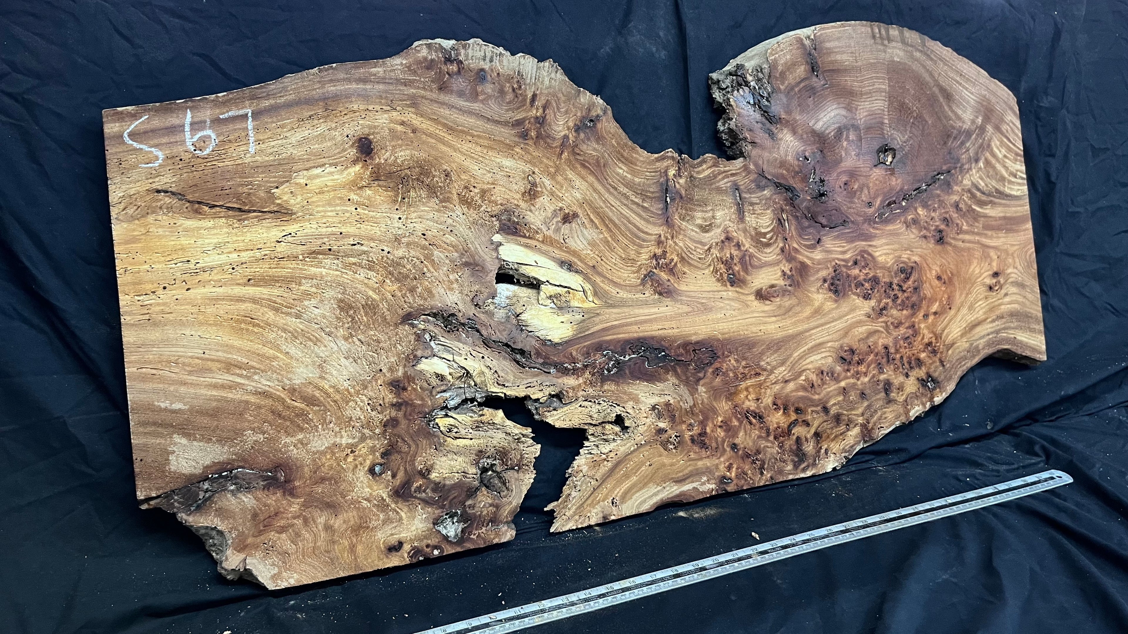 Burr elm rustic table top, 1180 L x 570 W x 35 D mm    (mt567)