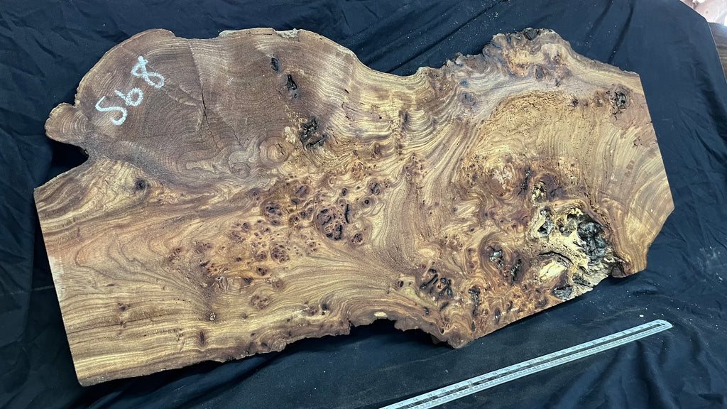 Burr elm rustic table top, 1204 L x 526 W x 41 D mm    (mt568)