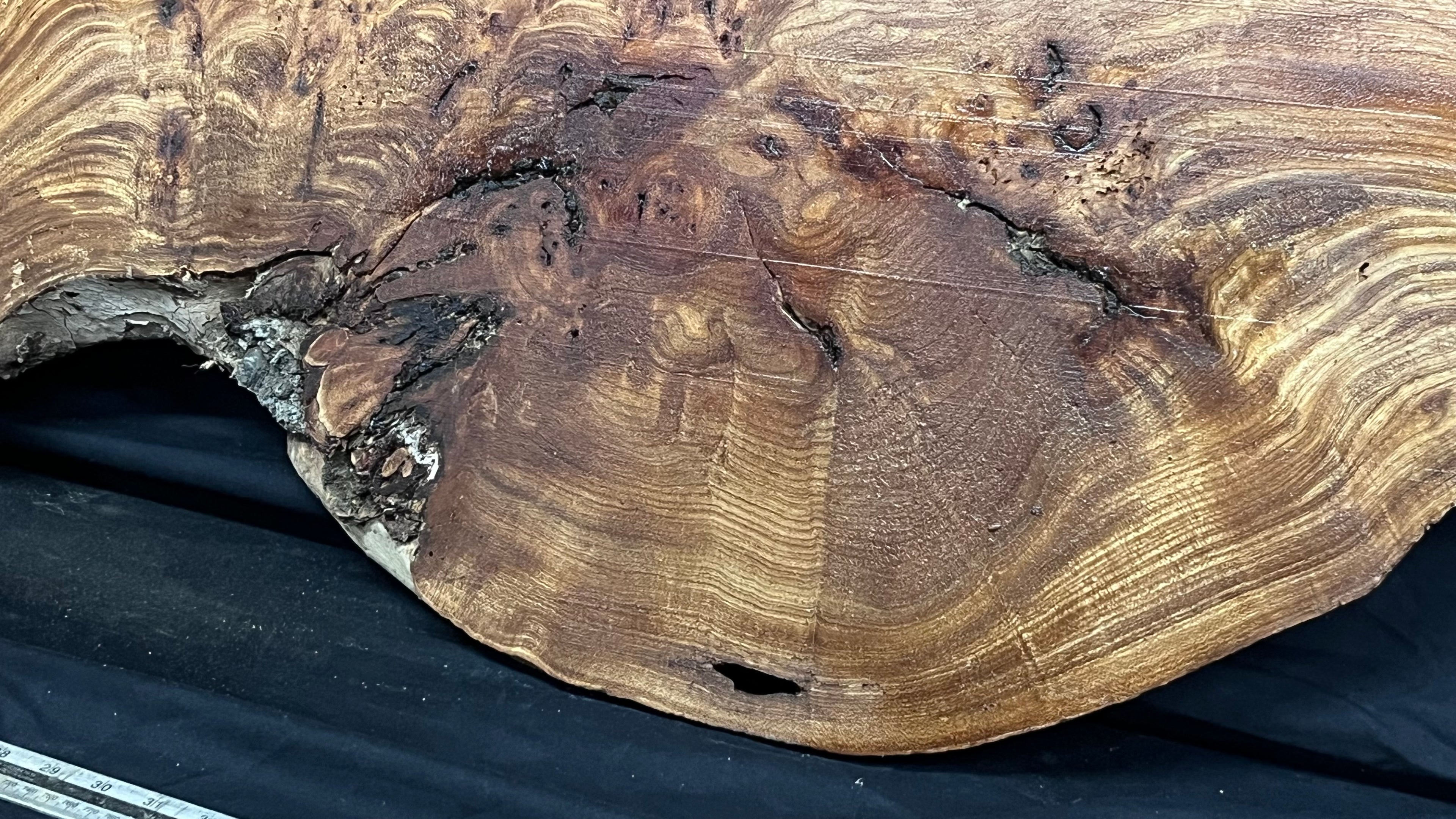 Burr elm rustic table top, 1275 L x 510 W x 33 D mm    (mt569)
