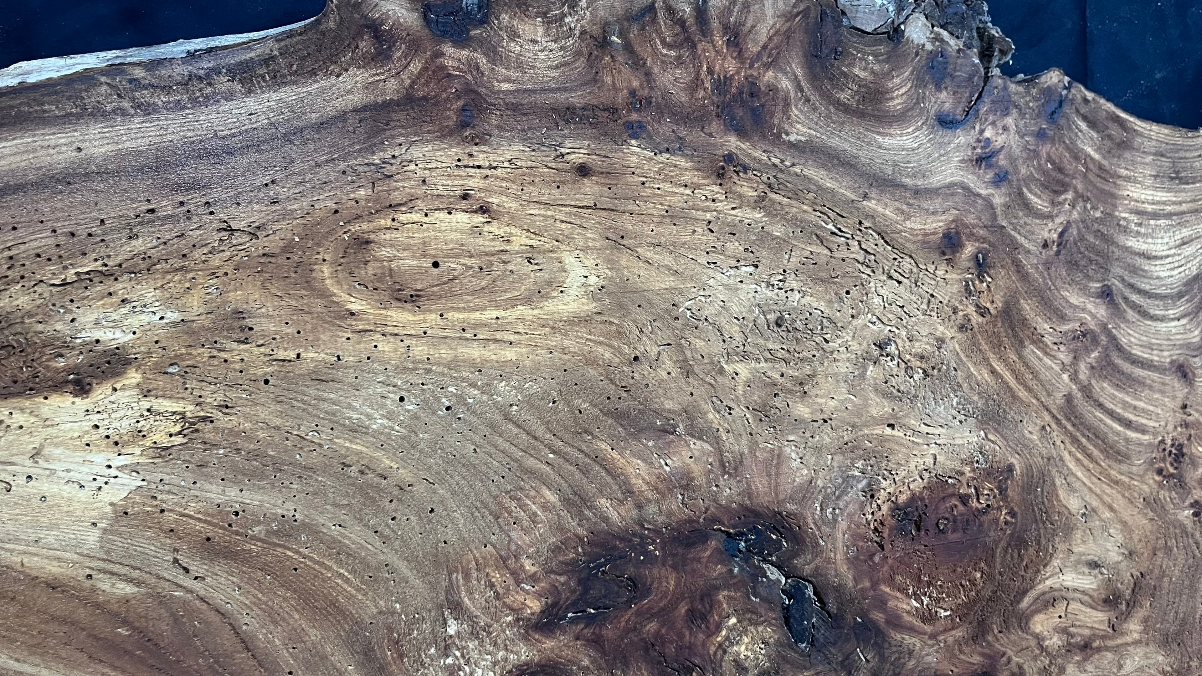 Burr elm rustic table top, 1275 L x 510 W x 33 D mm    (mt569)