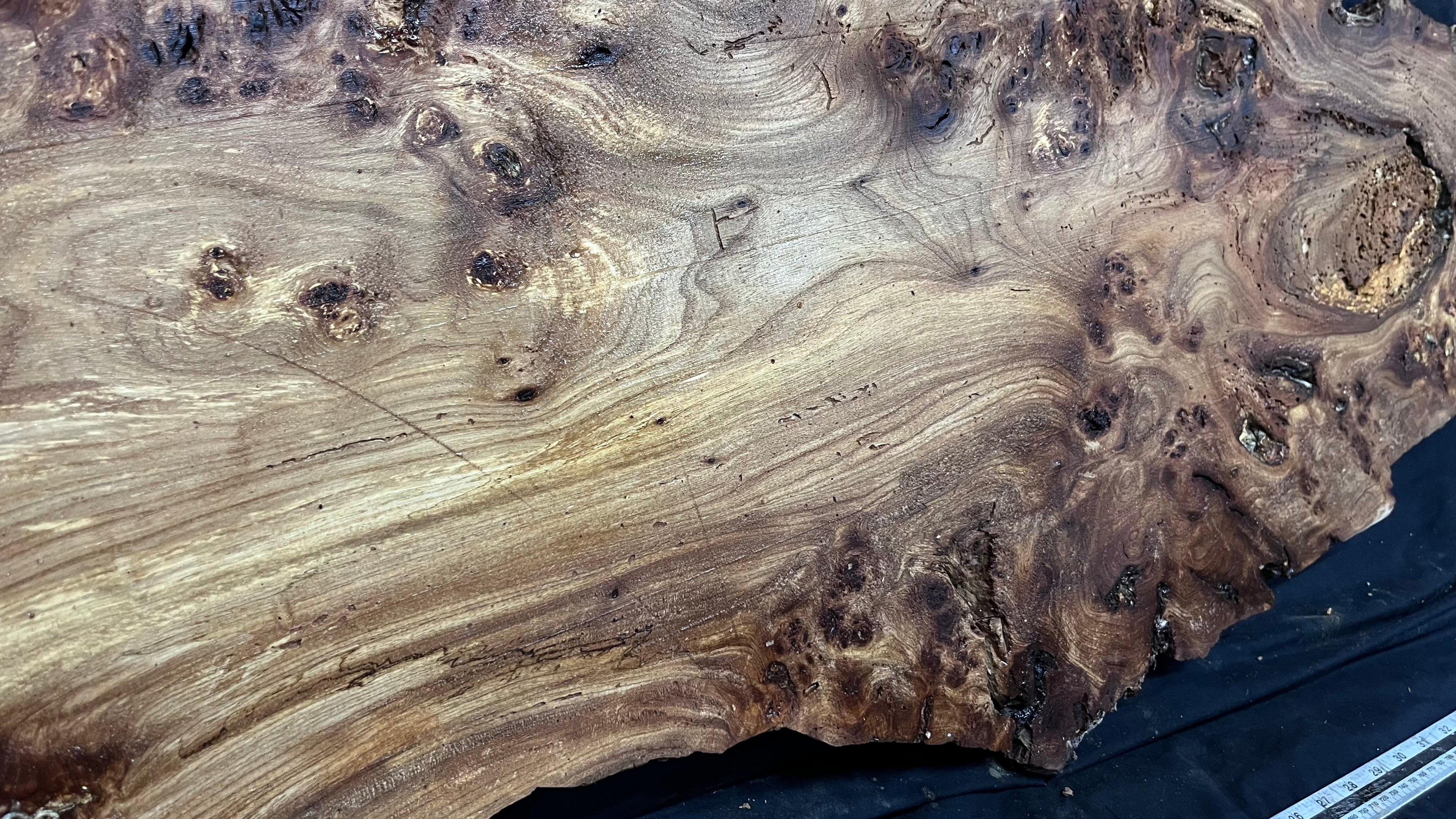 Burr elm rustic table top, 1255 L x 513 W x 45 D mm    (mt573)