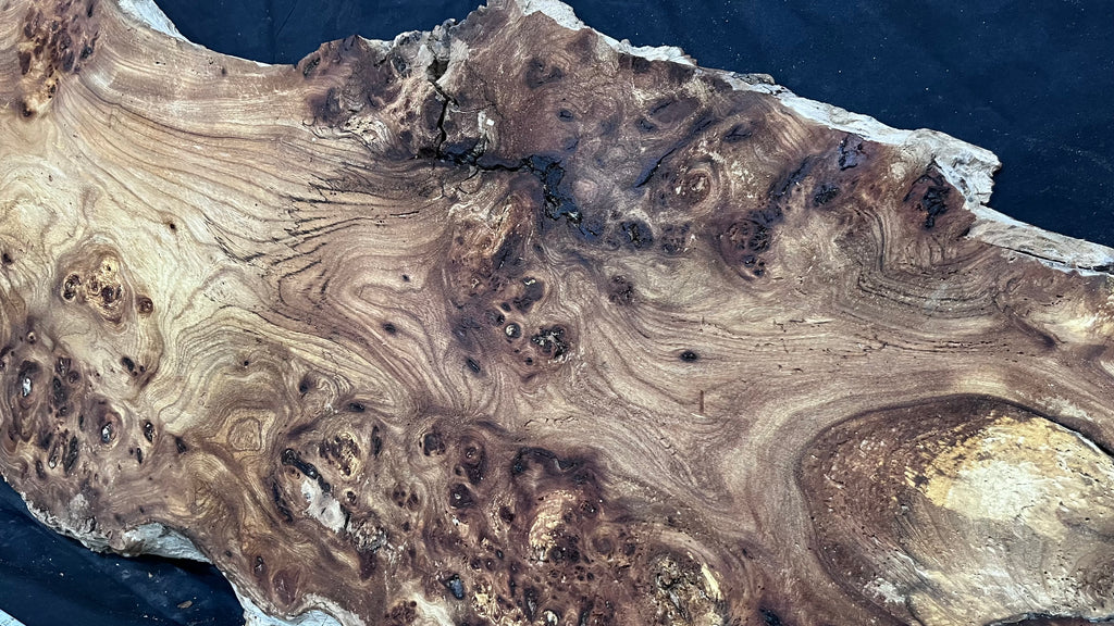 Burr elm rustic table top, 1255 L x 513 W x 45 D mm    (mt573)