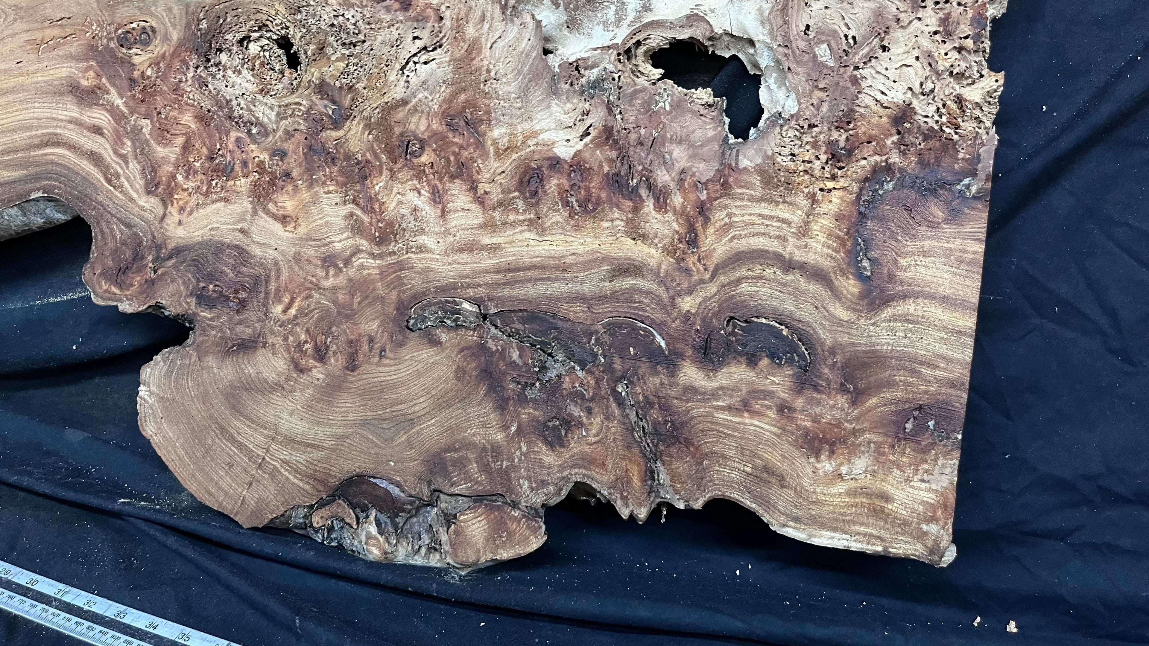 Burr elm rustic table top, 1600 L x 514 W x 25 D mm    (mt574)