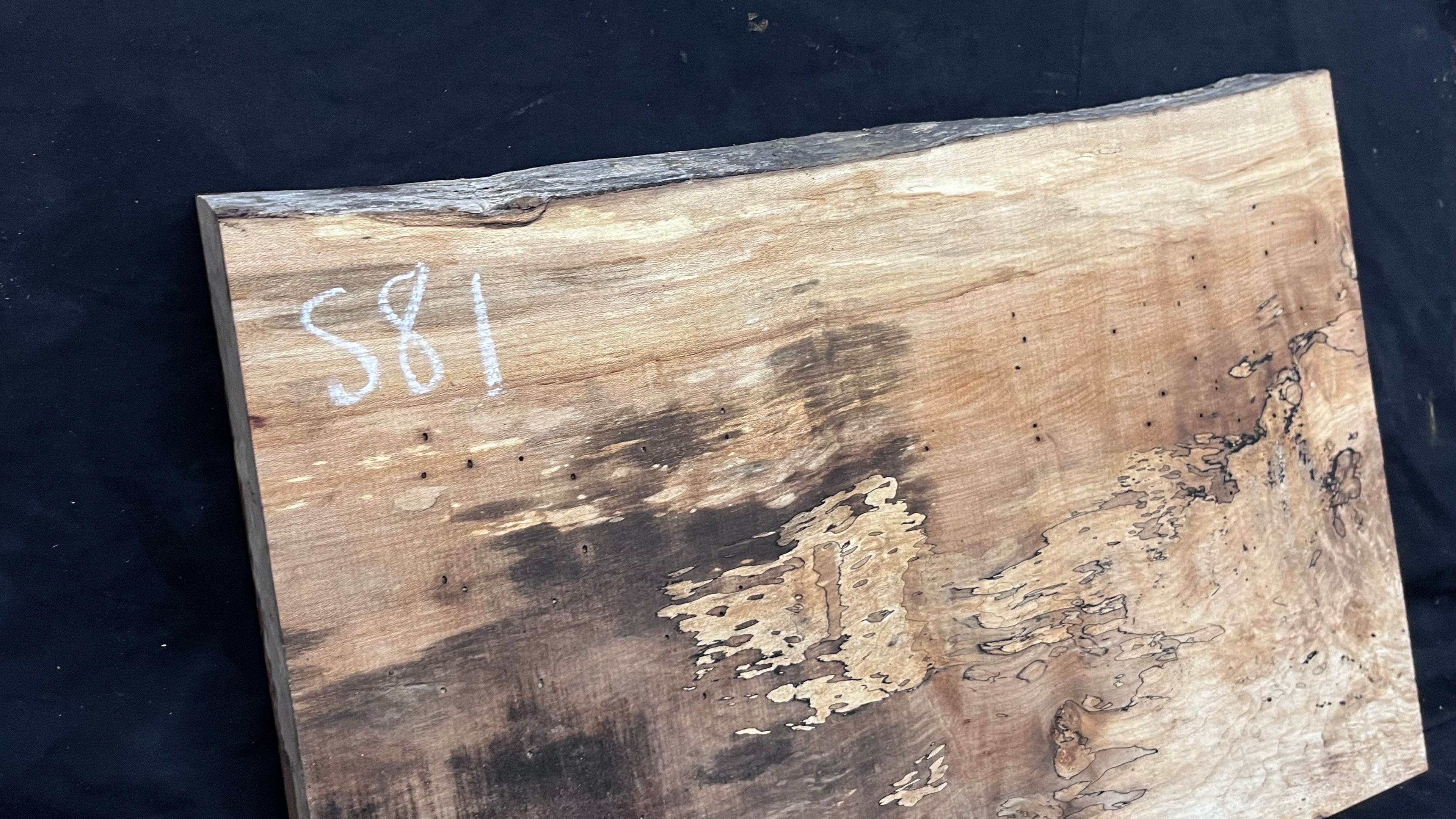 Hardwood plank, shelf, craft, spalted sycamore, wood 606 L x 411 W x 44 D mm  (581)