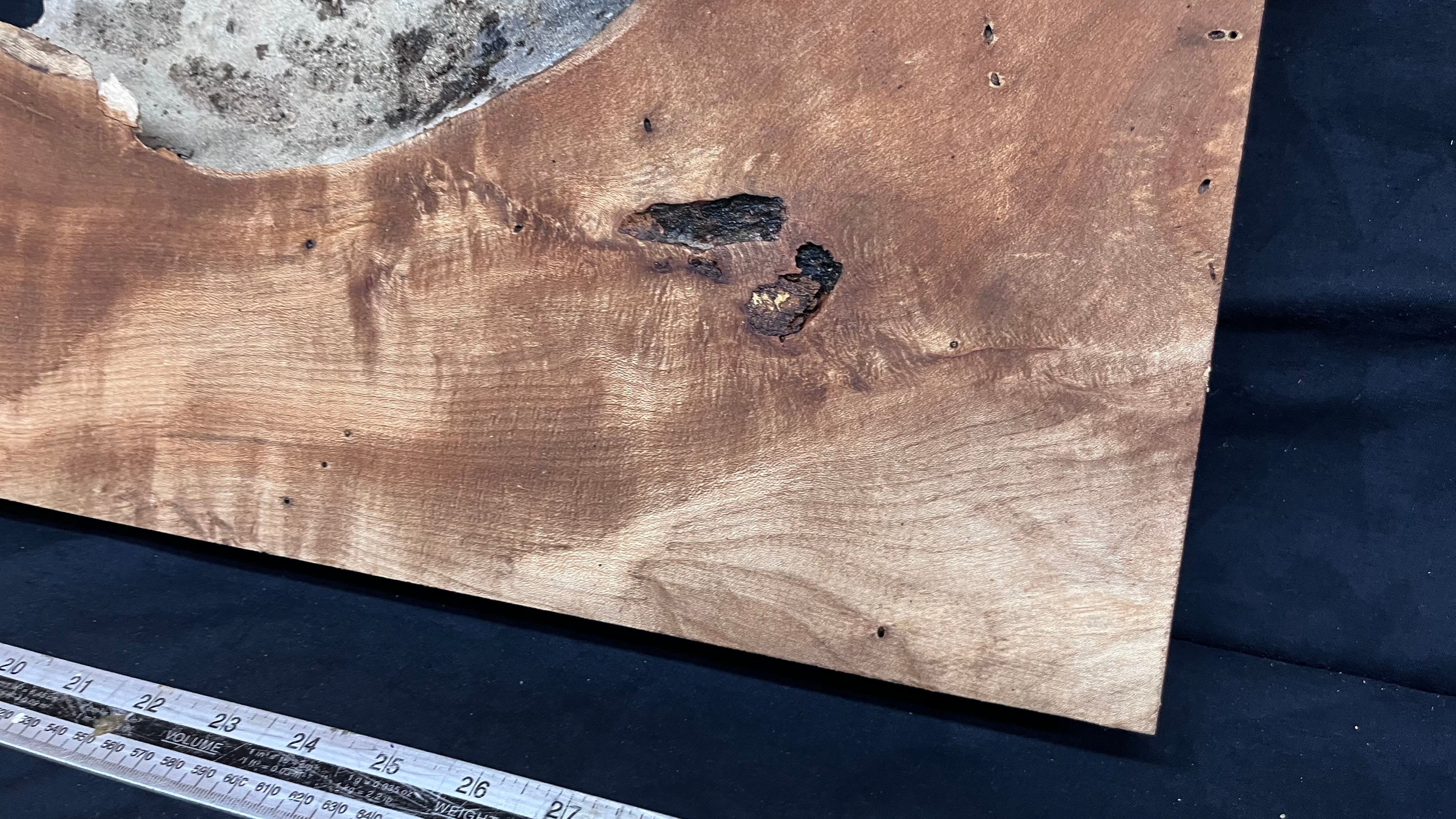Hardwood plank, shelf, craft, spalted sycamore, wood 824 L x 280 W x 49 D mm  (582)