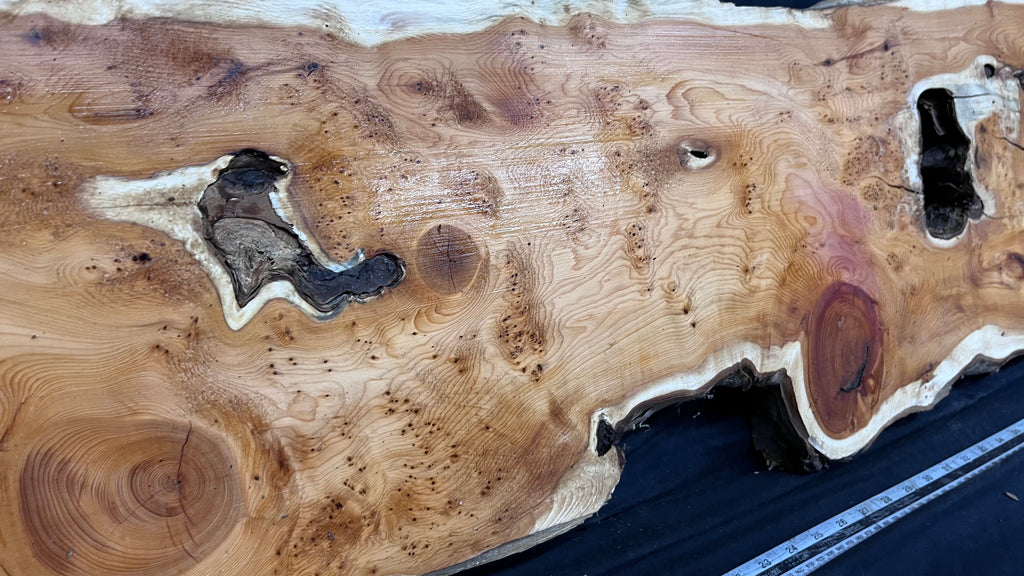 Pippy Yew resin coffee table top, slab, board, 1477 L x 388 W x  43 D mm    (602)