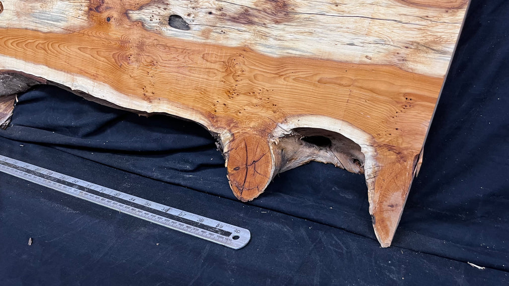Pippy Yew coffee table top, hardwood, slab, board, 1257 L x 345 W x 43 D mm    (603)