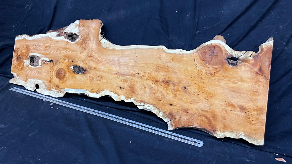 Pippy Yew coffee table top, hardwood, slab, board, 1257 L x 345 W x 43 D mm    (603)
