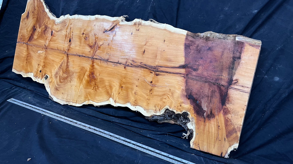 Pippy Yew coffee table top, hardwood, slab, board, 1270 L x 450 W x 42 D mm    (606)