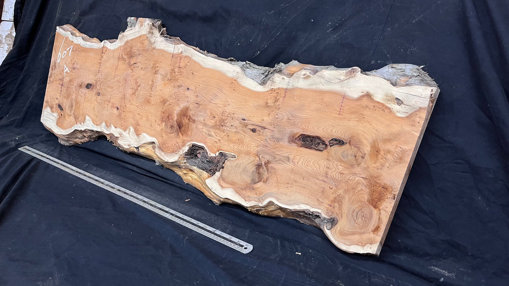 Pippy Yew coffee table top, hardwood, slab, board, 1289 L x 414 W x 42 D mm    (607A)