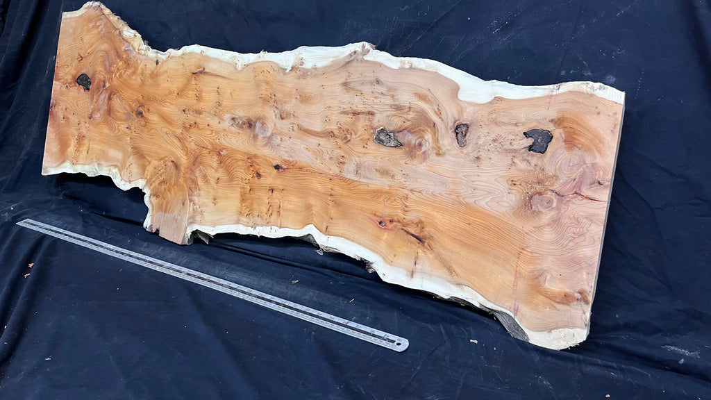 Pippy Yew coffee table top, hardwood, slab, board, 1289 L x 414 W x 42 D mm    (607A)