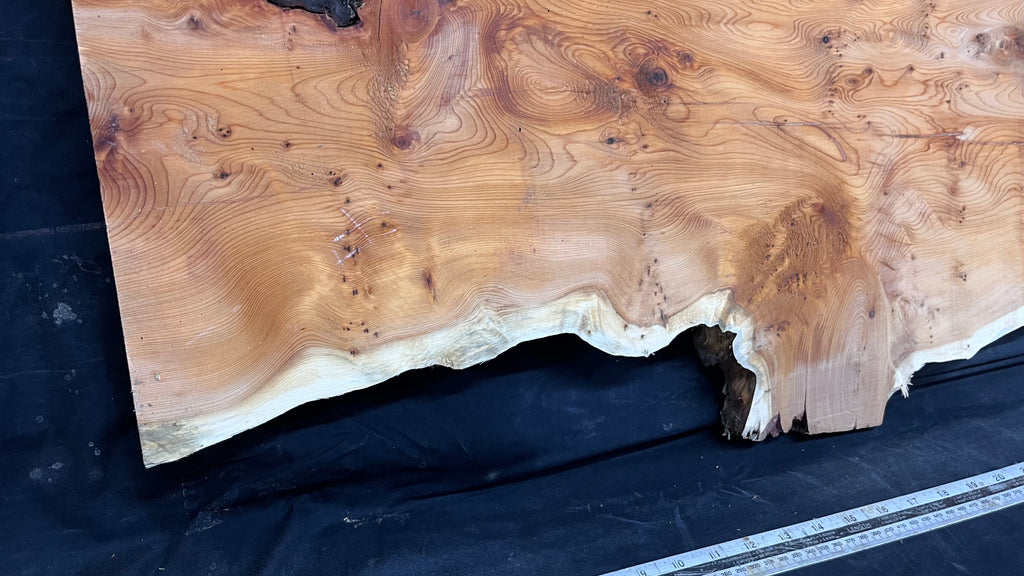 Pippy Yew coffee table top, hardwood, slab, board, 1289 L x 414 W x 42 D mm    (607A)