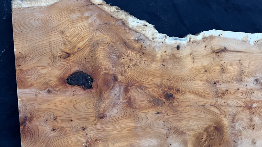 Pippy Yew coffee table top, hardwood, slab, board, 1289 L x 414 W x 42 D mm    (607A)