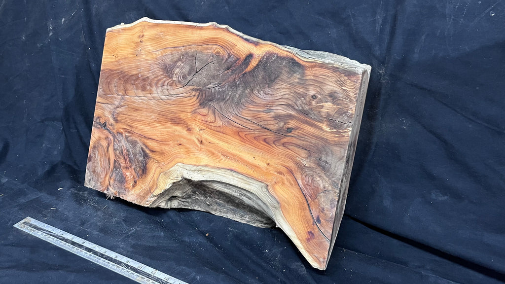 Yew, mantle piece, slab, board, block 478 L x 320 W x 83 D mm    (mt609)