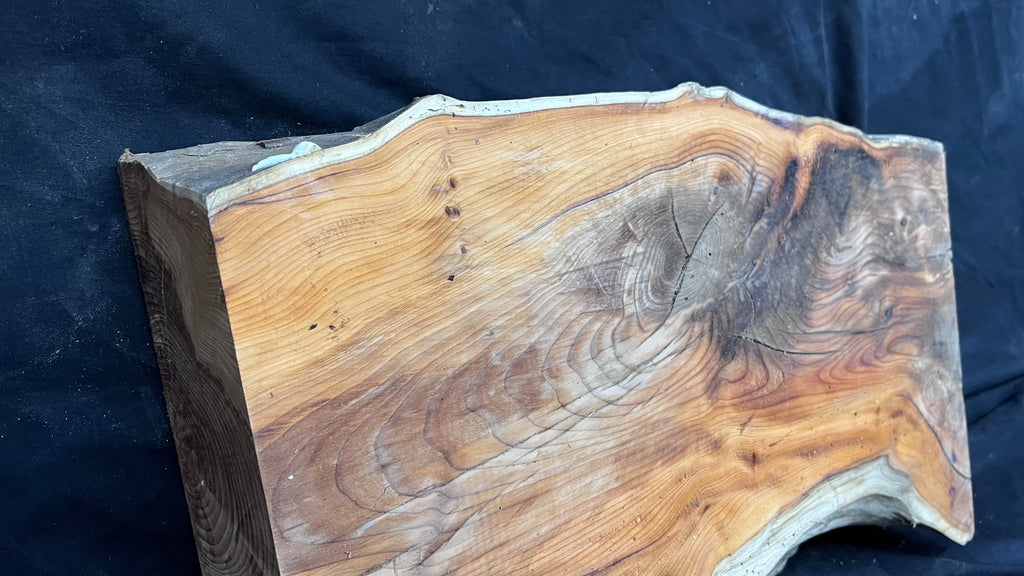 Yew, mantle piece, slab, board, block 478 L x 320 W x 83 D mm    (mt609)