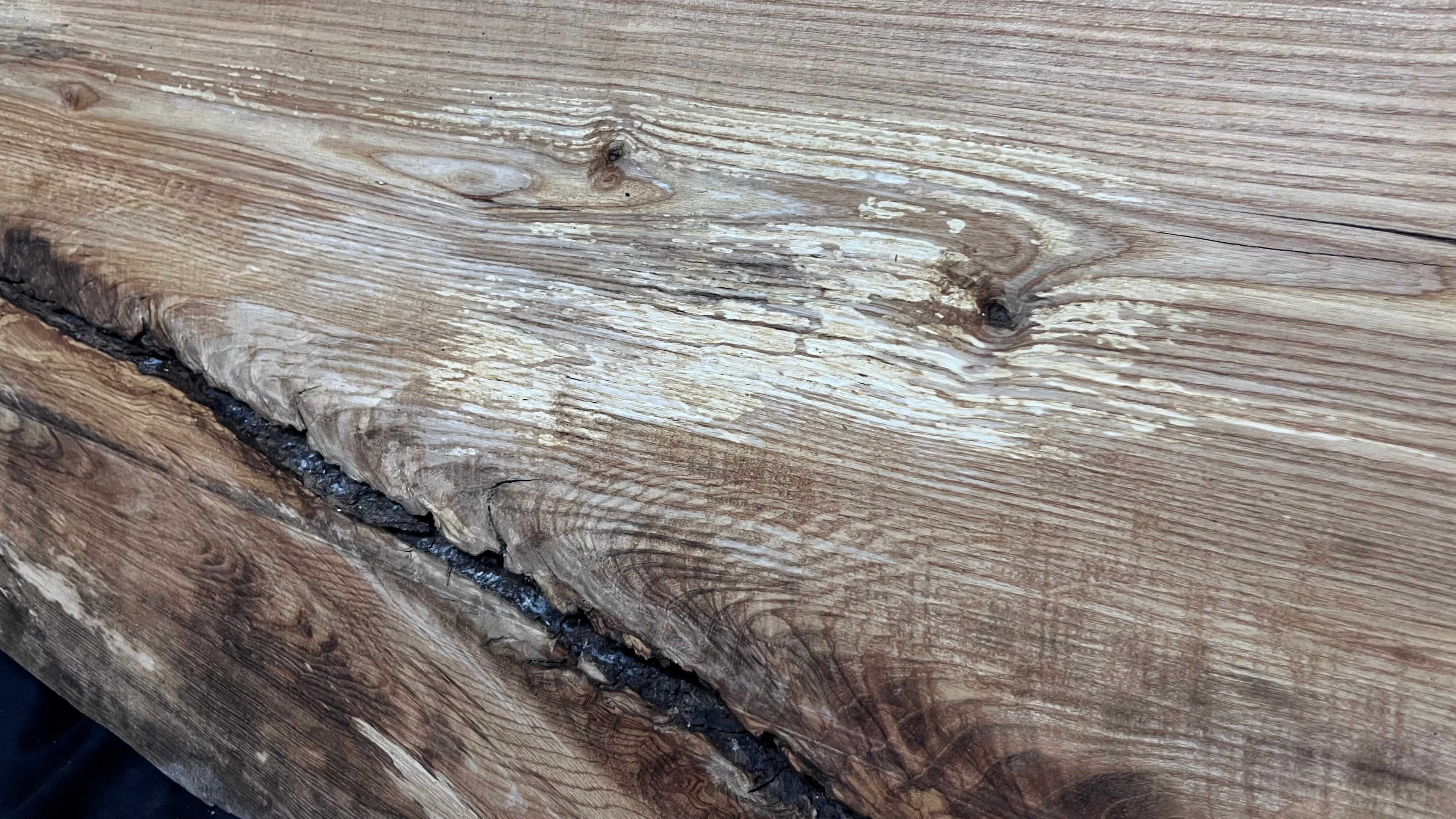 Resin table top, ash boards, shelving 945 L x 545 W x 34 D mm       (611)