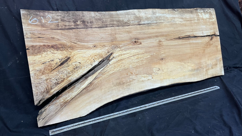 Resin table top, ash boards, shelving 1224 L x 528 W x 35 D mm       (612)