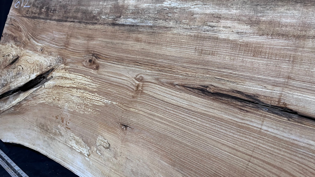 Resin table top, ash boards, shelving 1224 L x 528 W x 35 D mm       (612)