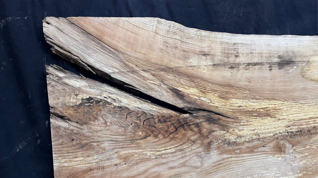 Resin table top, ash boards, shelving 1224 L x 528 W x 35 D mm       (612)