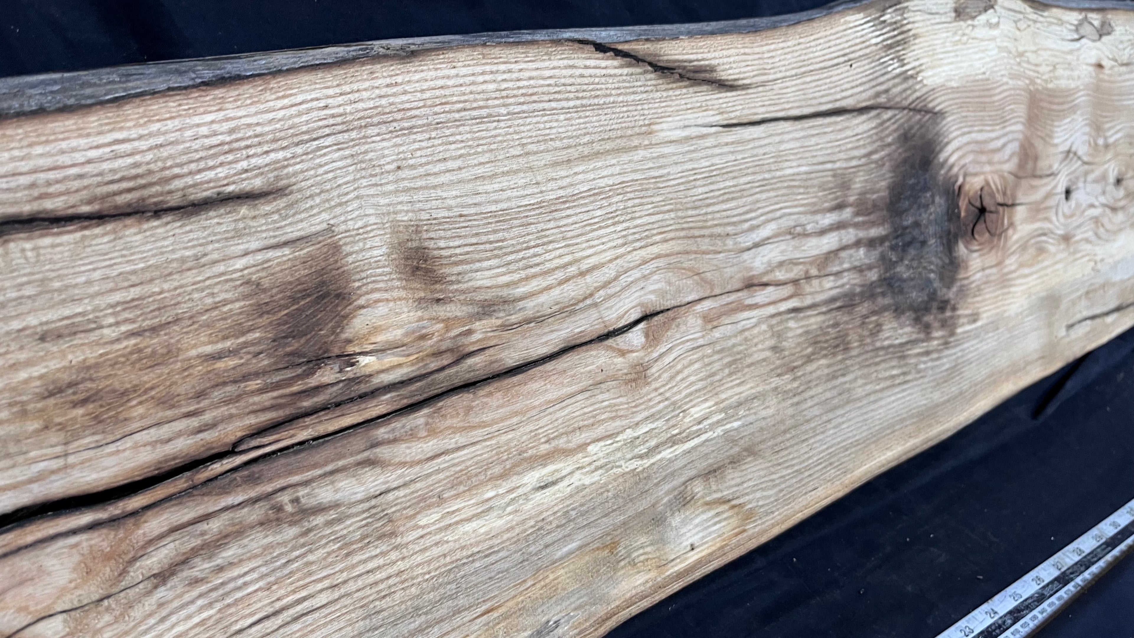 Coffee table top, ash boards, shelving 1077 L x 305 W x 32 D mm       (618)