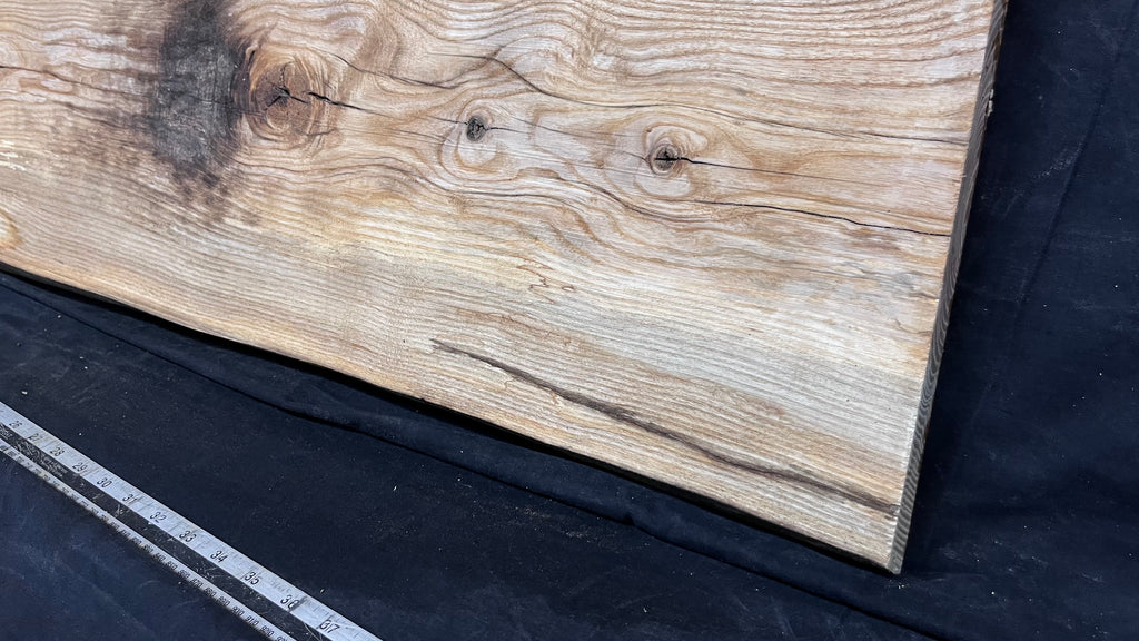 Coffee table top, ash boards, shelving 1077 L x 305 W x 32 D mm       (618)