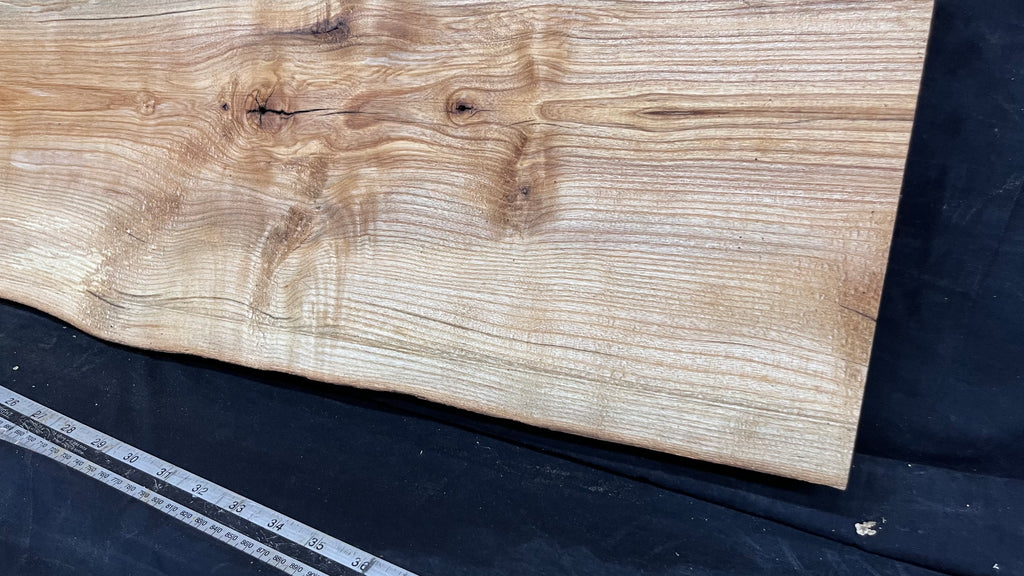 Coffee table top, ash boards, shelving 1077 L x 305 W x 32 D mm       (618)