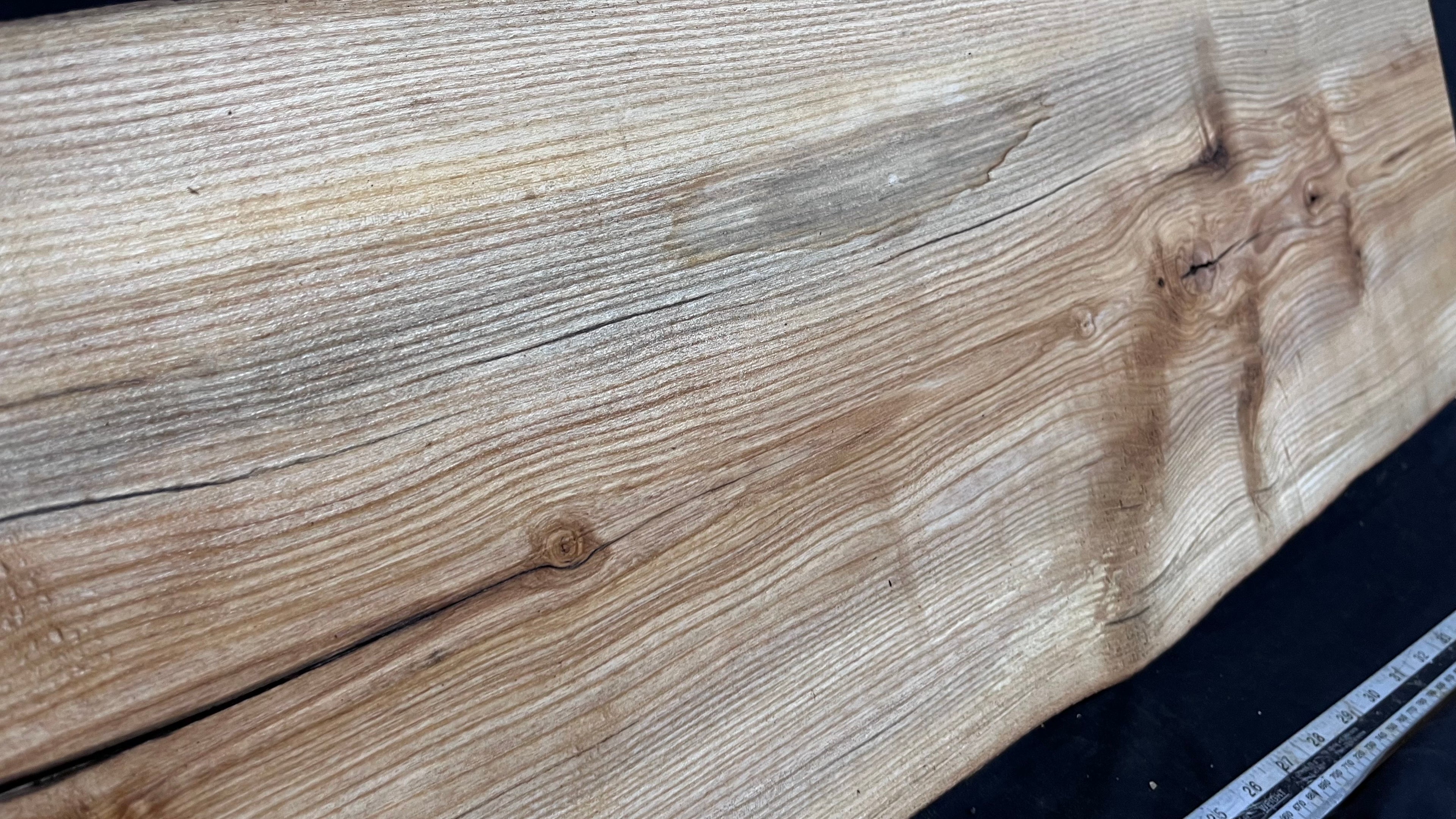 Coffee table top, ash boards, shelving 1077 L x 305 W x 32 D mm       (618)