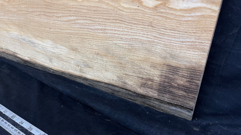 Coffee table top, ash boards, shelving 1169 L x 432 W x 29 D mm       (619)