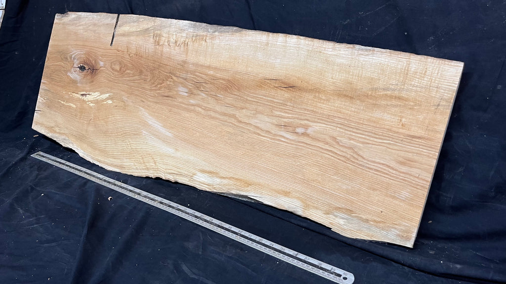 Coffee table top, ash boards, shelving 1169 L x 432 W x 29 D mm       (619)